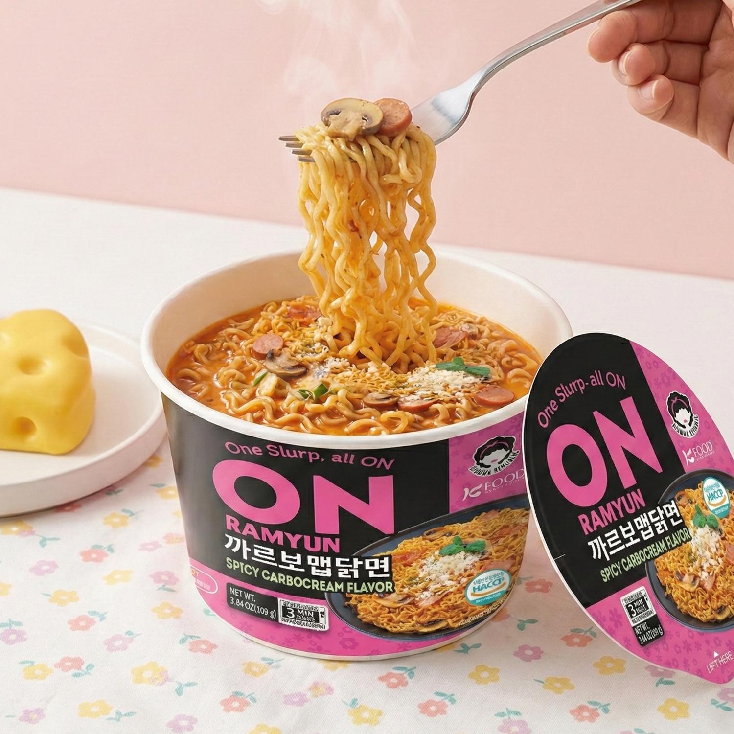 ON RAMYUN 6 PACK Korean Spicy Carbocream Cup Ramen (6 Cups) Creamy ...