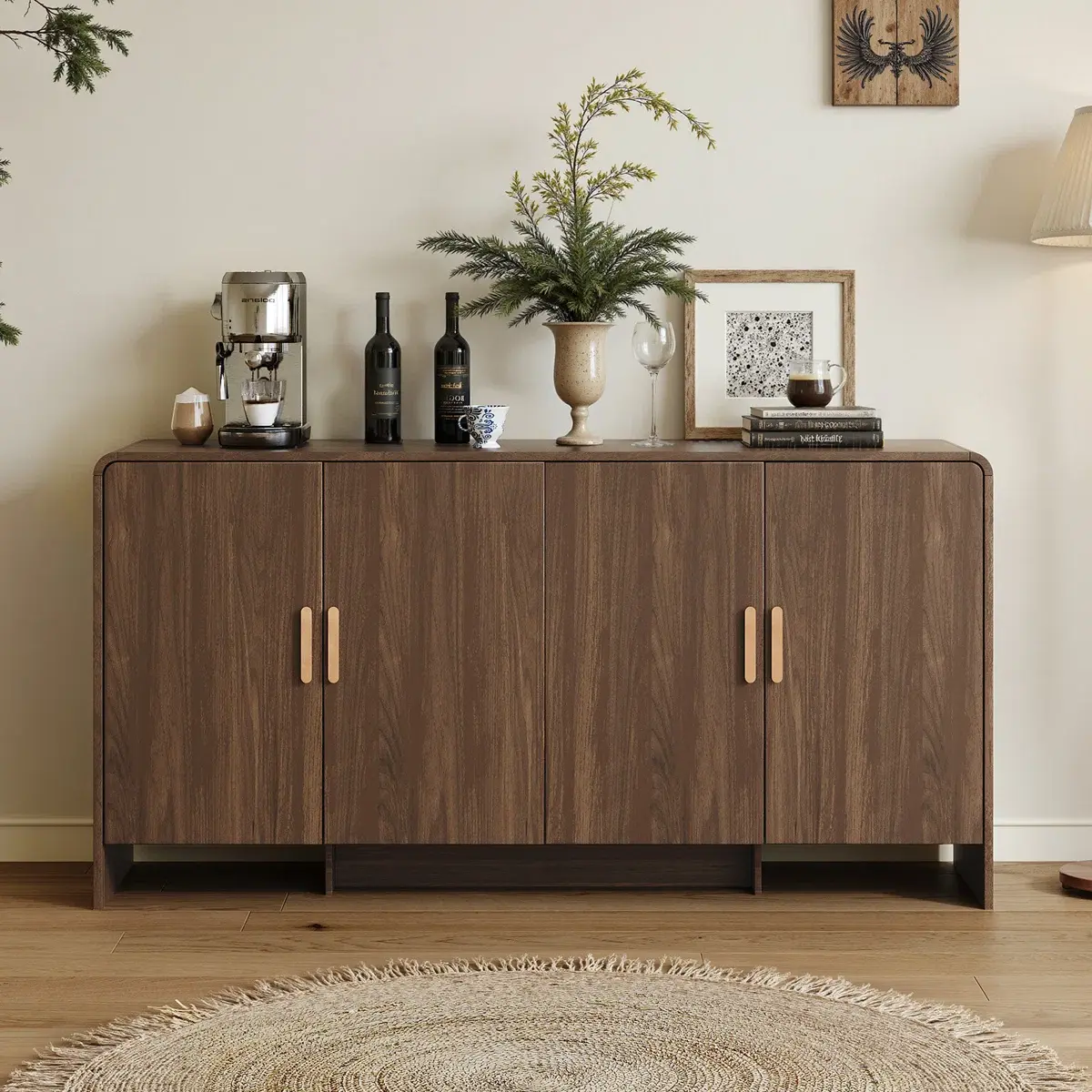 【BackToSchool】ONBRILL Gorgeous 31.5"/60" Buffet Cabinet Sideboard with Storage, Modern INS Coffee Bar Cabinet with Doors, Farmhouse Storage Cabinet with Adjustable Shelves for Living Room Kitchen Hallway,Bedroom Furniture,Christmas Gift