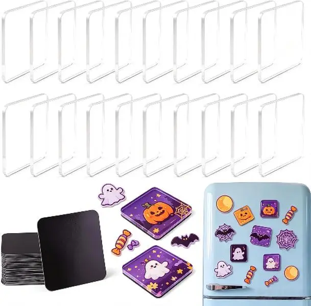 DIY Clear Acrylic Fridge Magnet Kit with Adhesive Backing, 2×2 inch, Acrylic Refrigerator Magnets for Photos, Custom Picture Magnet Making Craft Set for Kitchen Office Classroom Decor