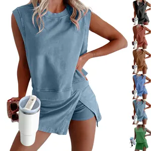 Summer Sets Women 2 Piece Outfits Shorts Tank Top and Casual Skort Lined Split Athletic Skirt Set Travel Outfit TikTokShopBlackFriday