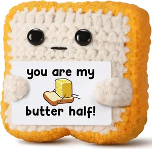Valentine Gifts for Him Her Boyfriend Girlfriend Partner Loved One “You Are My Butter Half!” Crochet Toast – Cute Romantic Valentine’s Day, Anniversary, Birthday Gift for Couples Desk Decor