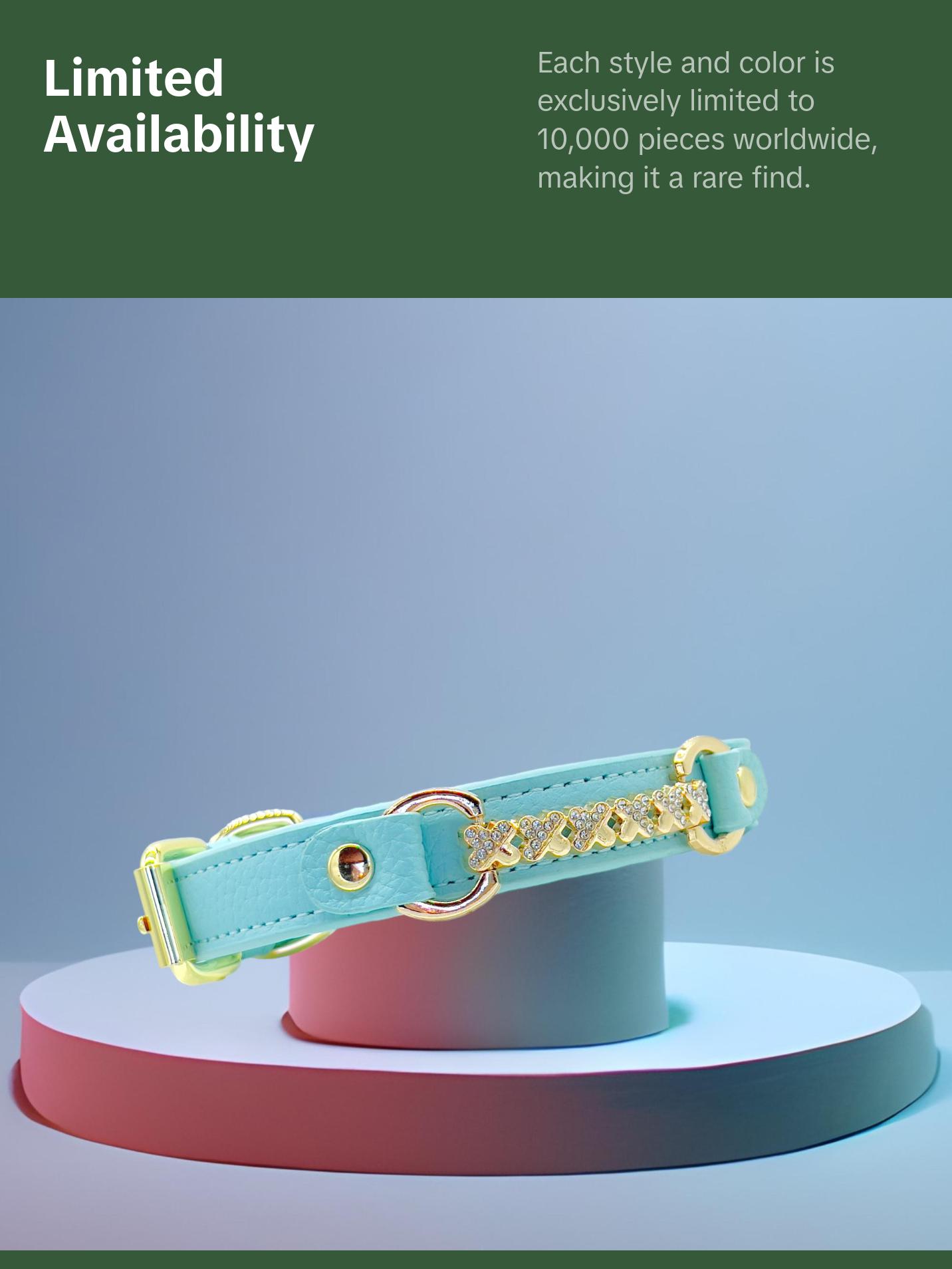 MAXIMA Handmade Leather Dog Collar (Orange and Turquoise)