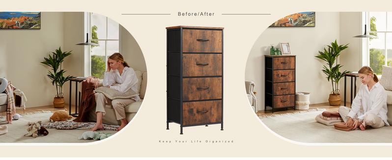 Dresser for Bedroom, Storage Drawers, Skinny Fabric Storage Tower with 4 Drawers, Tower Organizer Unit, Chest of Drawers with Wooden Dresser for Bedroom, Storage Drawers, Skinny Fabric Storage Tower with 4 Drawers, Tower Organizer Unit, Chest of Drawers with Wooden