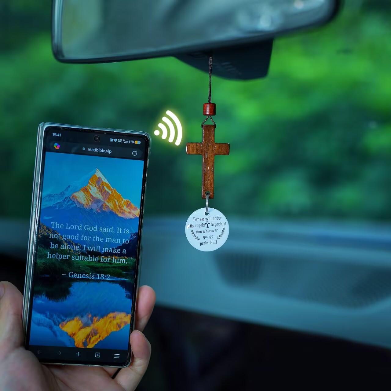 Daily Bible Verse Cross Ornament for Rearview Mirror – Christian Car Pendant with NFC Tag, Hanging Cross for Car Interior or Home, Holiday Gift & Faith Decoration. Daily Bible Verse Cross Ornament for Rearview Mirror – Christian Car Pendant with NFC Tag, Hanging Cross for Car Interior or Home, Holiday Gift & Faith Decoration.