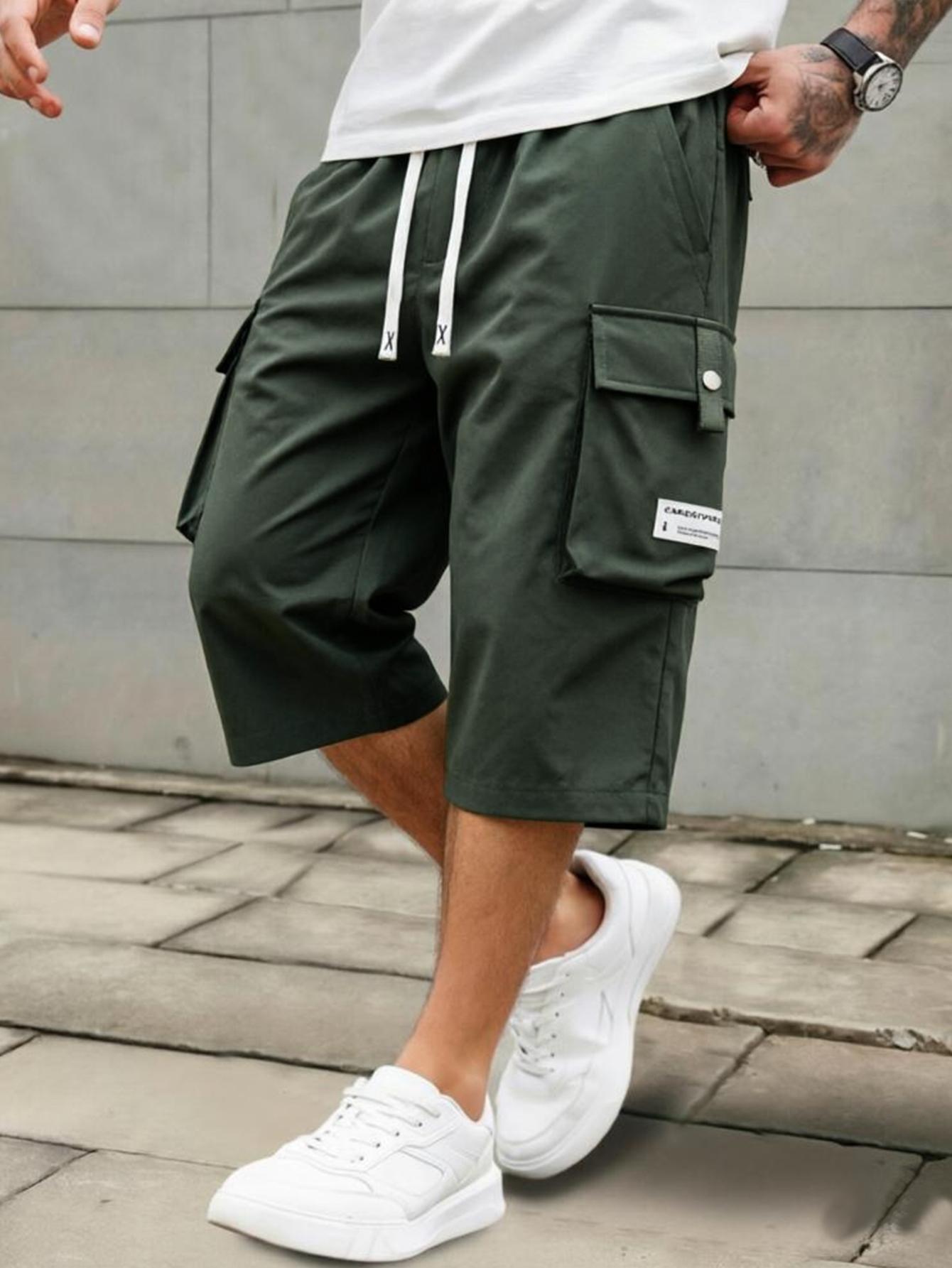 Men's cargo shorts, summer loose-fitting quick-drying athletic capri pants, trendy brand ice silk casual mid-length shorts SpringStatements