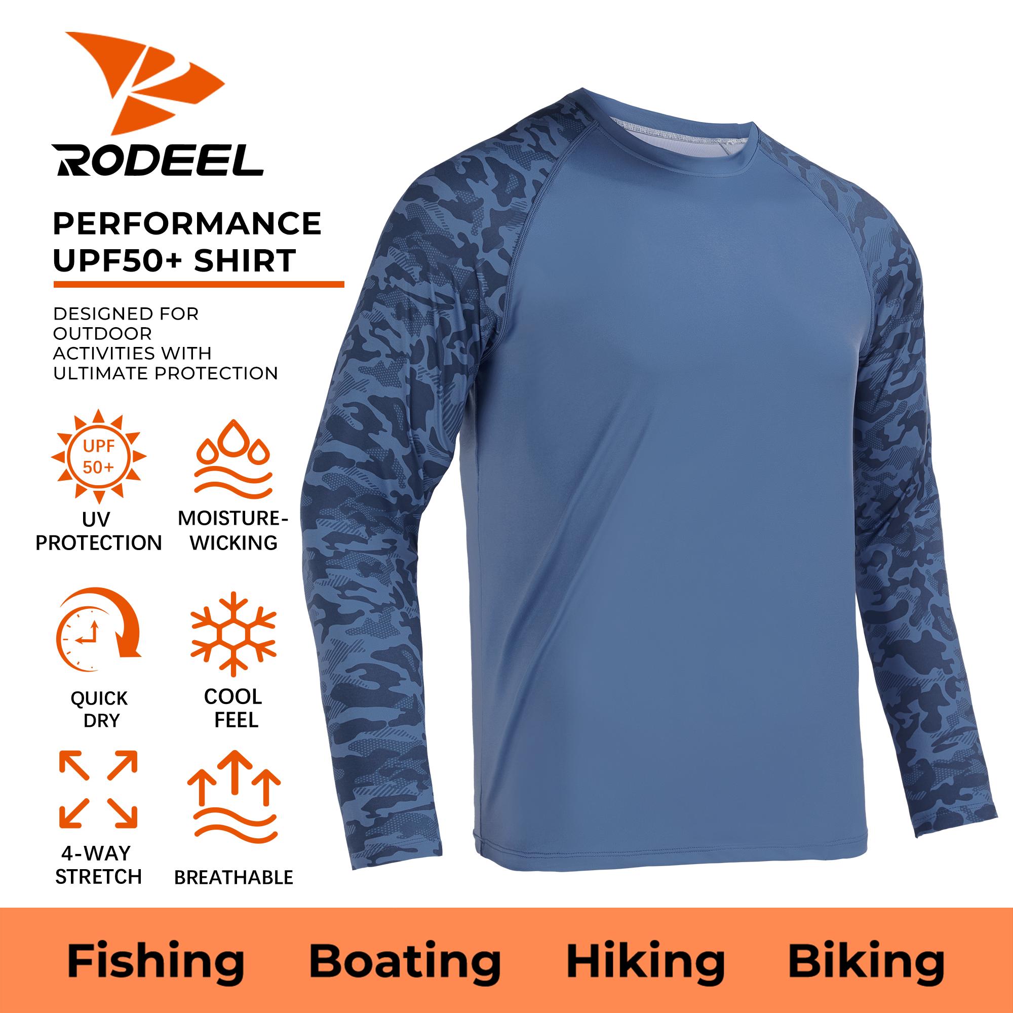 RODEEL 932 Long Sleeve Shirts Men UPF 50+ Sun UV Protection Lightweight Quick Dry Moisture Wicking Breathable Cooling Activewear for Outdoor Sport Gym Workout Running Hiking Camping Fishing Boating Construction Landscaping, Holiday Gift