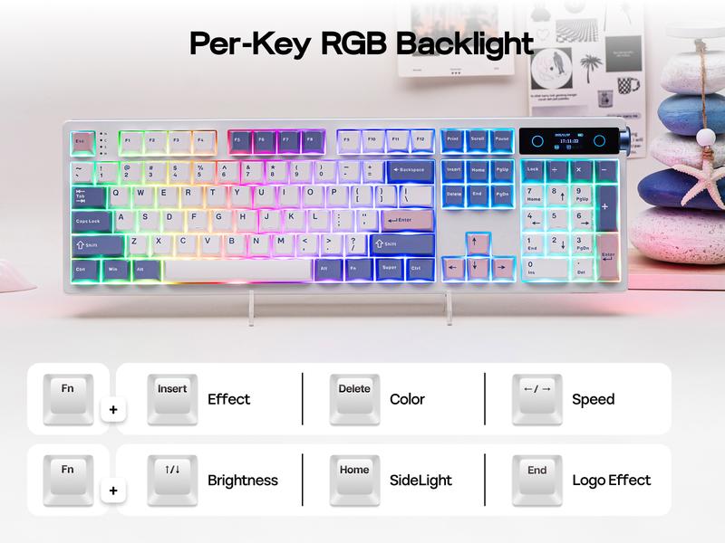 EPOMAKER TH108 PRO Full Size Mechanical Keyboard with Screen & Knob Wireless Gaming Keyboard Gasket South-Facing RGB Backlight Hot-Swappable Custom Driver for PC/Mac creamykeyboards TikTokShopJumpstartSale