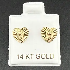 14k gold Virgin Mary earrings
