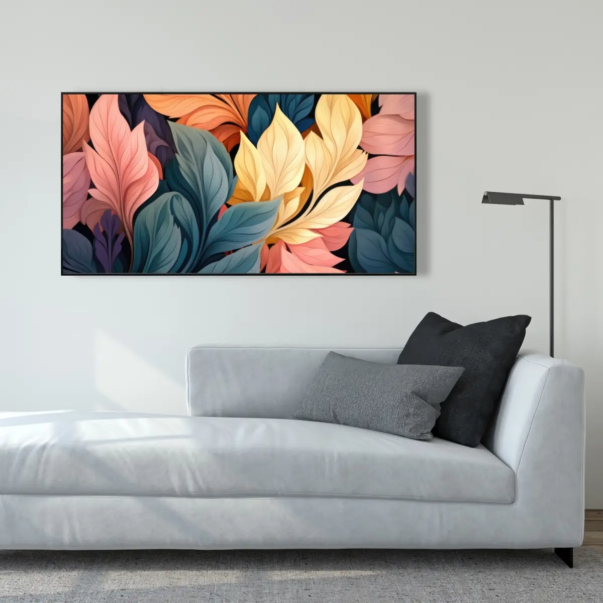 Pictorem C1FC2448T39R7W 24 x 48 in. Pastel Bloom - Coral Framed Canvas Wall Art for Home Decor - Stylish Art