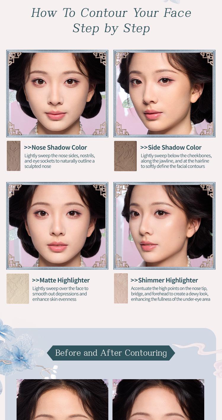 Flower Knows Butterfly Cloud Collar Embossed Highlight & Contour Palette, Made for Cool Shades, Neutral for Sculpting, Bronzing, and Shading, Natural Facial Contouring Makeup Palette, Long Lasting Buildable Concealer Powder, Summer Gift, Beauty Cosmetics