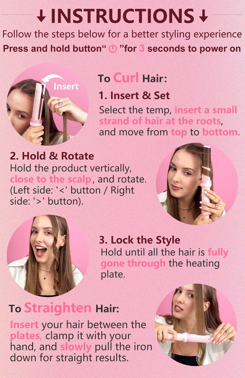 FORLIFA-Pro HyperCurve:Pro 3 in 1 Automatic Curling&Straightening Iron,AirBlow Tech with Cooling Air,1.1billion Negative Ions,72H  Hold, Triple Hair Protect & Burn-Free,Automatic Shut-Off,2-Way Rotation,Anti-Scald,Anti-Tangle,WeeklyDeals,TikTokShopStockUp