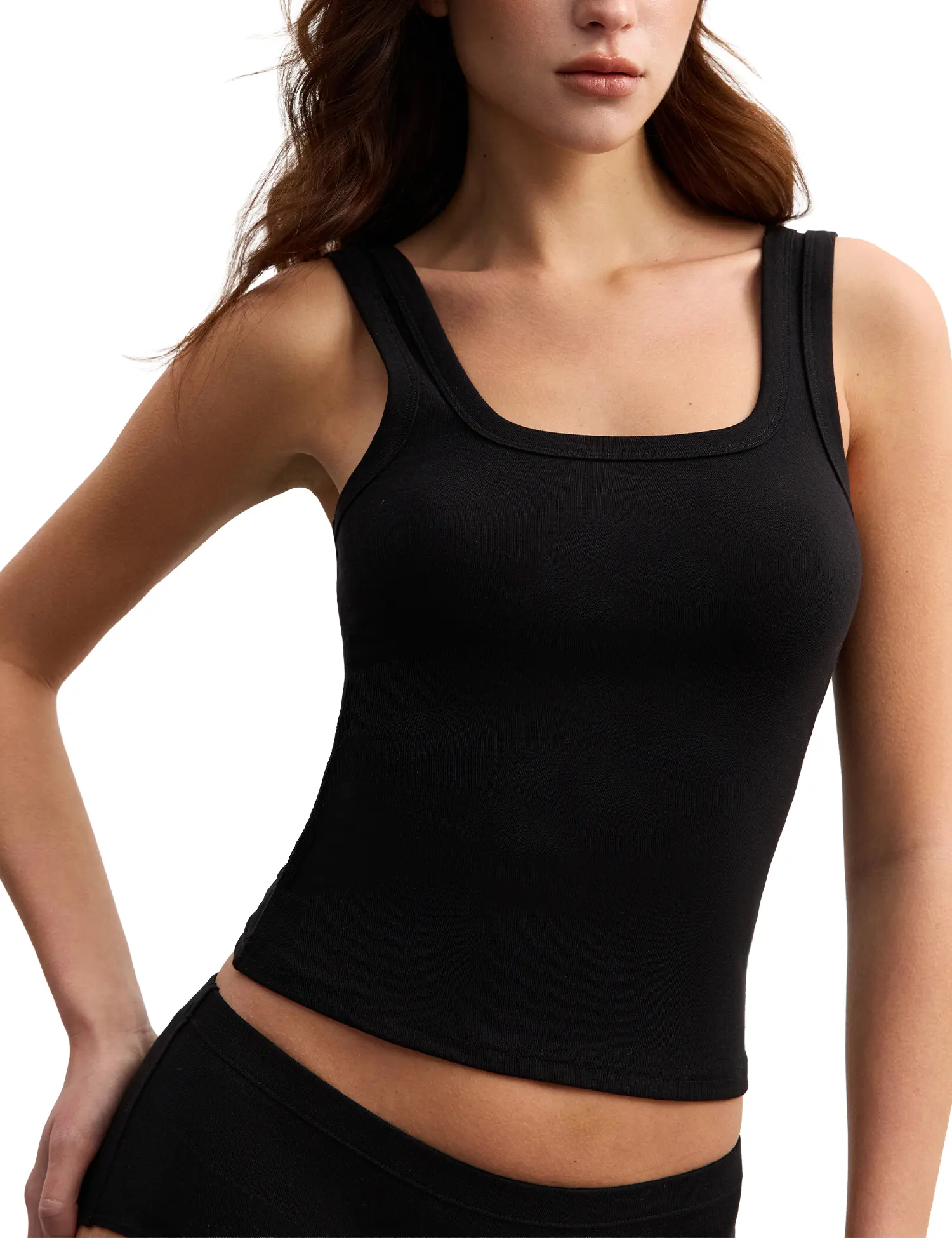 Dazzwear Merino Wool Blend Tank Top Square neck Summer Tech Tencel Ultra Comfy Seasonless Eco-Friendly Basic Minimalist Tops for All-Season Layering