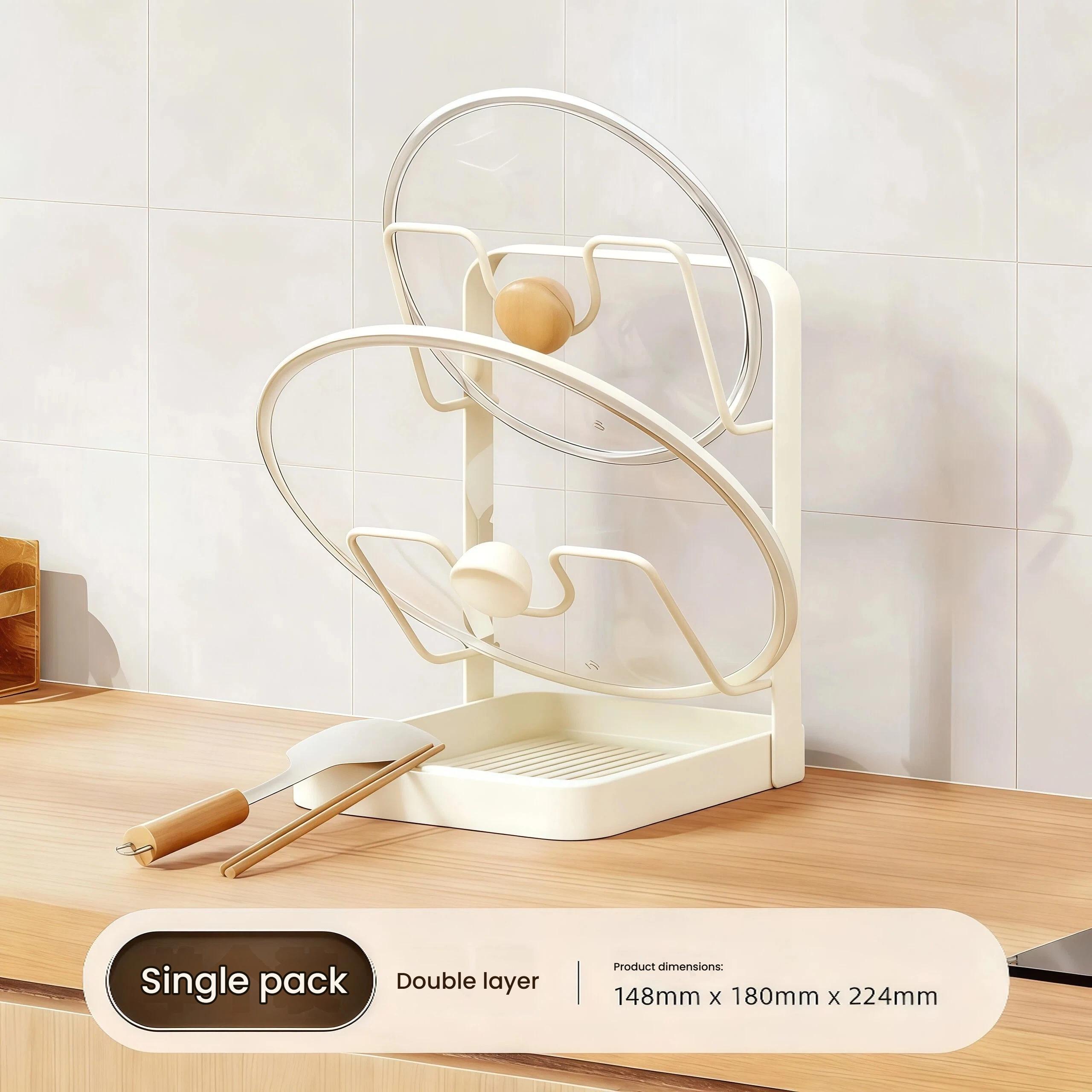 JointlyCreating Multi-Functional Kitchen Organizer Rack Holds Lids Cutting Boards Non-Slip Durable Double Layer
