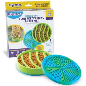 Brightkins Circle 2-in-1 Slow Feeder Bowl & Lick Mat– Interactive Outdoor Puzzle Toys for Dogs, Perfect for Teething, Chewing, and Healthy Mealtime Fun