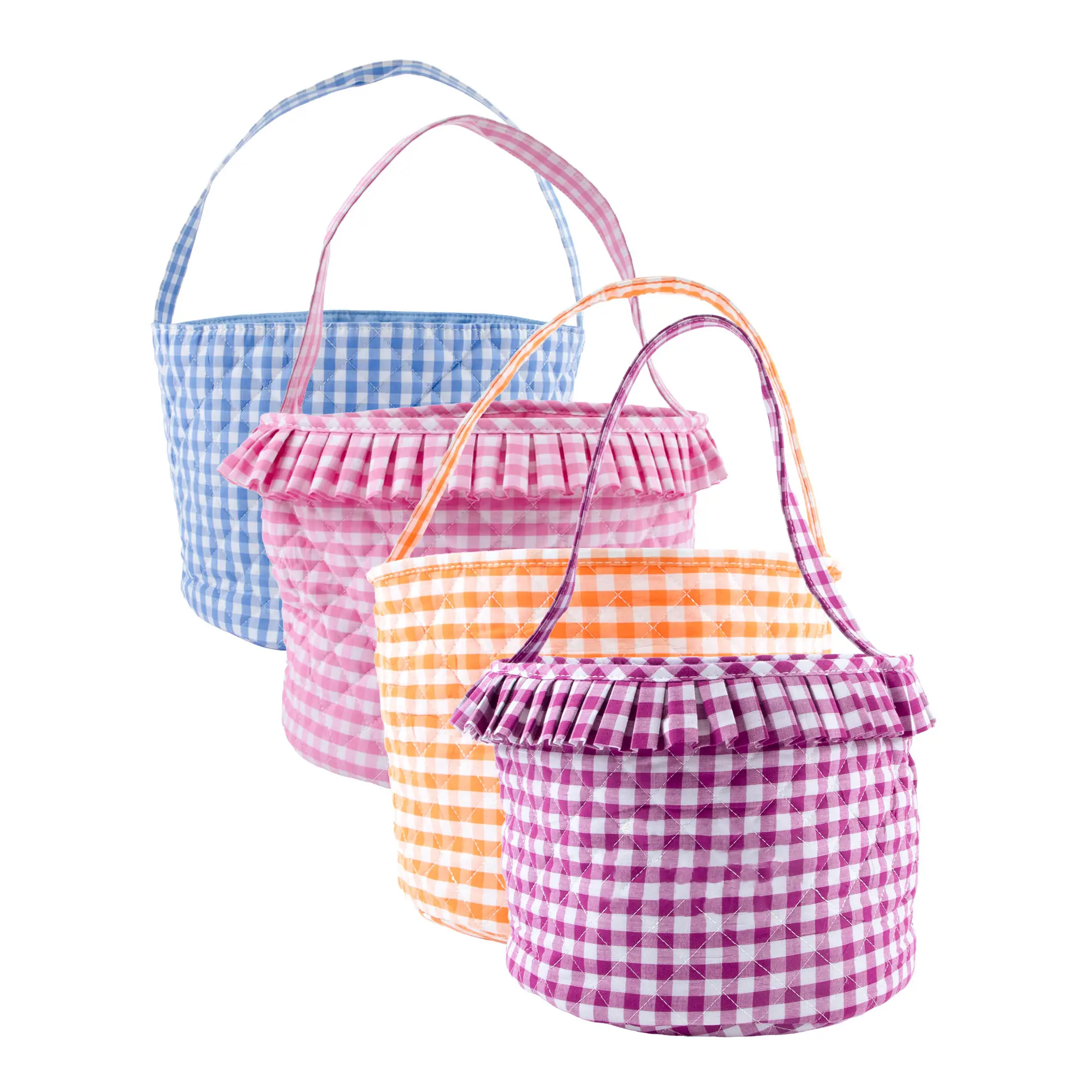 Gingham Quilted Halloween Candy Bucket or Easter Basket for Kids