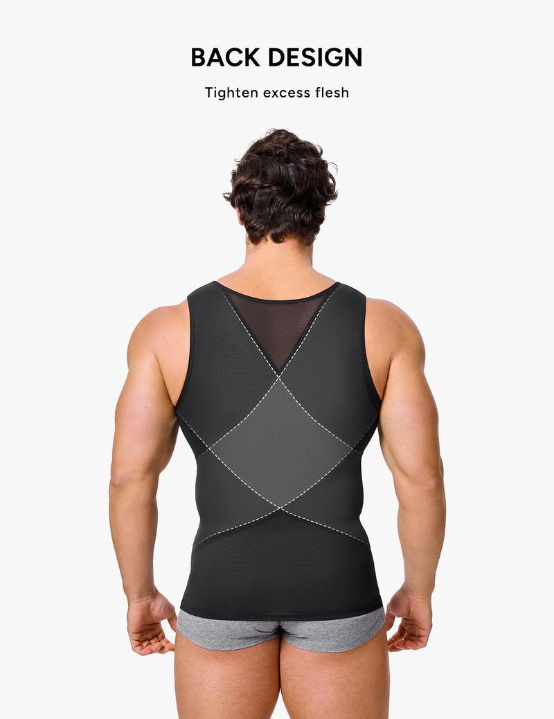 Nebility Men's Summer Thin Shapewear Tanktop - Menswear Mesh Tummy Control  Breathable High Elasticity  Seamless Sports Compression Vest Fitness