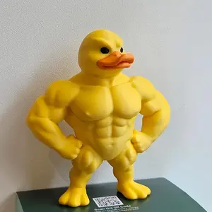 Funny Muscle Duck Figurine, Fitness-Themed PVC Statue with Clear Arm & Leg Muscles, Unique Gym Decor for Home/Office, Perfect Gift for Muscle & Fitness Lovers