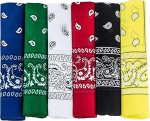Paisley Bandanas - 100% Cotton Cowboy Bandanas - 6 Pack Assorted Western Headwraps