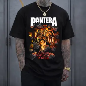 Pantera Band Tee - Vulgar Display of Power Album Graphic T-Shirt Menswear Top Heavy Cotton Unisex Oversize Groove Metal Rock Band Vintage Streetwear Cotton Tee for Men and Women Fans