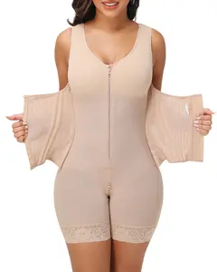 SHAPSHE Faja Compression Shapewear for Women Double-Layer Fabric Built-in Bra Adjustable Straps Zipper Crotch Breathable