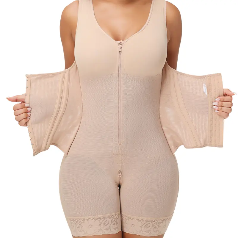 SHAPSHE Faja Compression Shapewear for Women Double-Layer Fabric Built-in Bra Adjustable Straps Zipper Crotch Breathable