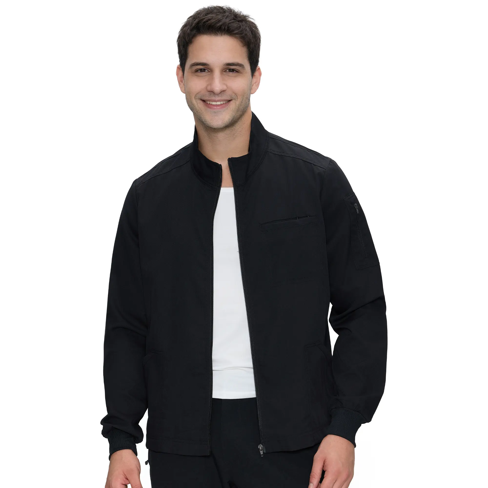 COZY SCRUBS Scrub Jacket Men, Zip Front Men's Medical Scrub Jacket with 5 Pockets, Soft Stretch Fabric