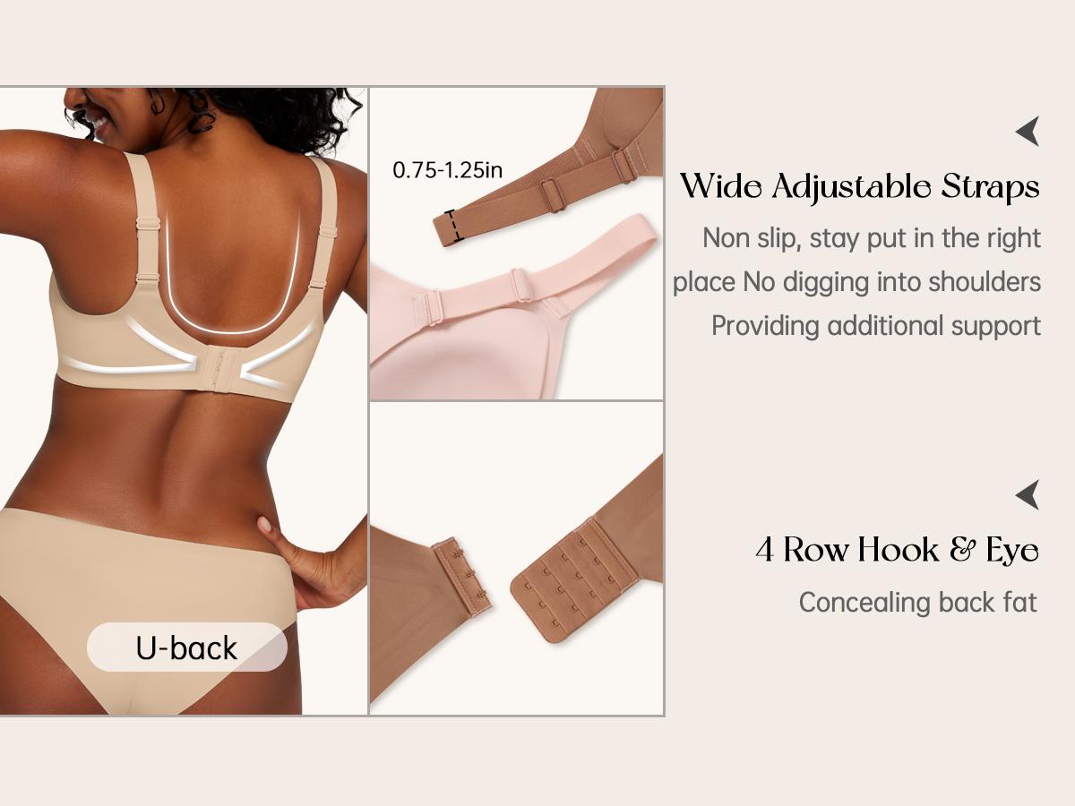 OEAK Women's Seamless Bra Wireless Push Up Support Bra Plus Size Comfort Full Coverage Bra V Neck Sleep T-Shirt Everyday Bralettes OEAK Women's Seamless Bra Wireless Push Up Support Bra Plus Size Comfort Full Coverage Bra V Neck Sleep T-Shirt Everyday Bralettes