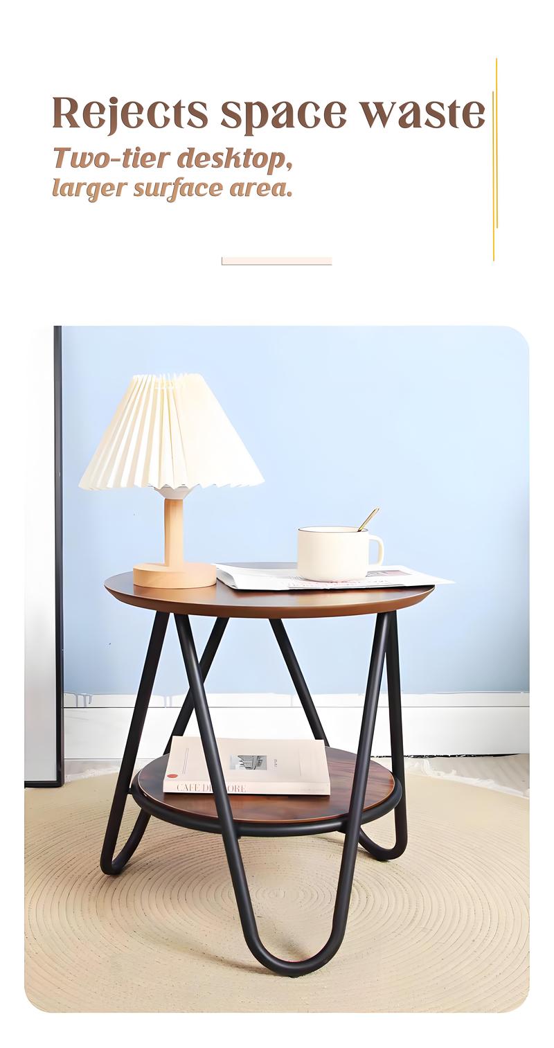 Modern Round Side Table with Storage Shelf, Small End Table for Living Room Bedroom Sofa Couch, 2-Tier Wood Accent Table Nightstand, Sturdy Metal Frame, Compact Coffee Table for Small Spaces, Easy Assembly
