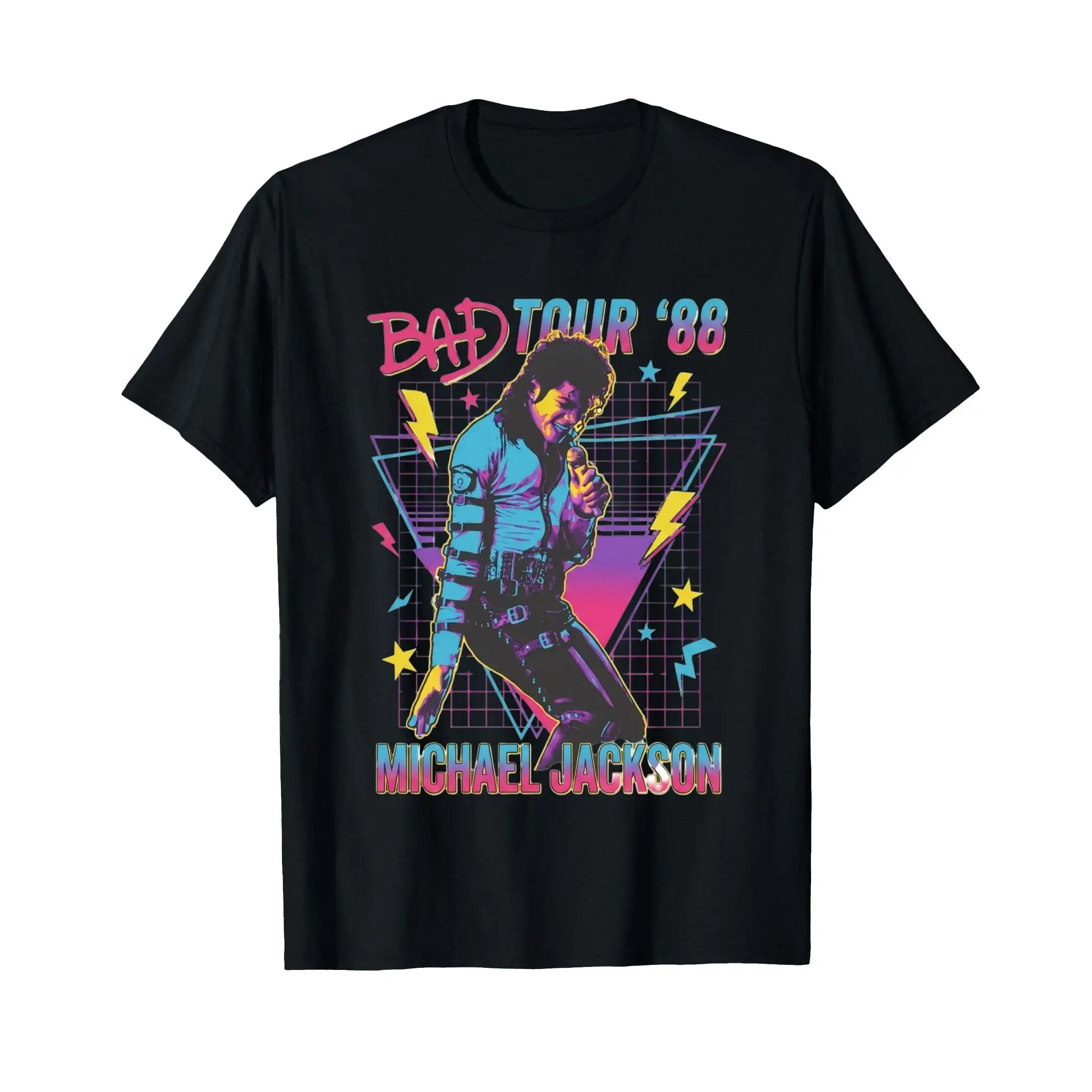 Men's Short-Sleeve Bad Tour '88 Michael Jackson Classic Wrestling Streetwear T-Shirt - Retro 80s Japan Concert Design, Layer-Friendly Top