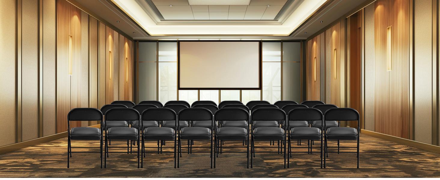 Folding versatile seating with Leather Padding - Sturdy Metal Frame, Foldable and Easy to Store for Indoor and Outdoor Use at Office