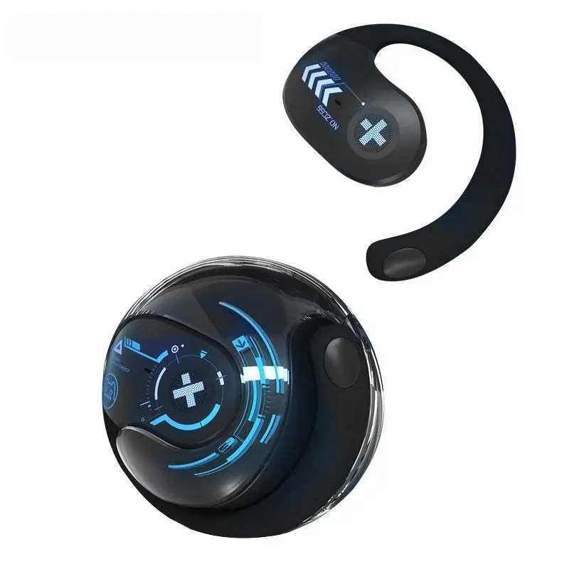 QCWS-B7 TWS Wireless Ear Hook Headphones, Small Coconut Ball Design, Bluetooth 5.3 Stereo Earbuds with Hands Free Calls, 1.5h Charge, Multi-Device Compatibility for Sports, Comfortable Fit, Includes Box, Works with Desktops, Wireless Travel Ear