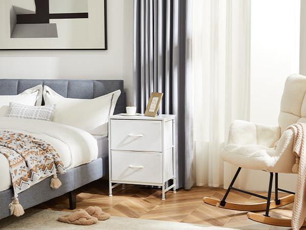 Sweet Furniture S - Nightstand with 2 Fabric Drawers, Small Dresser, Side Table, End Table, Bedside Table, Night Stands, Bedroom Furniture