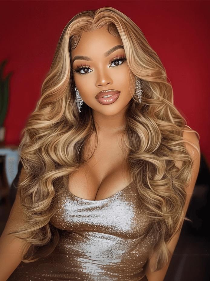 UNice Glueless Honey Blonde Highlights Body Wave Wig With Drawstring Pre Cut 7x5 HD Lace Closure Human Hair Wigs with Bleached Knots Beginners Friendly Ready and Go #greenish#TikTokShopSpringGlowUp