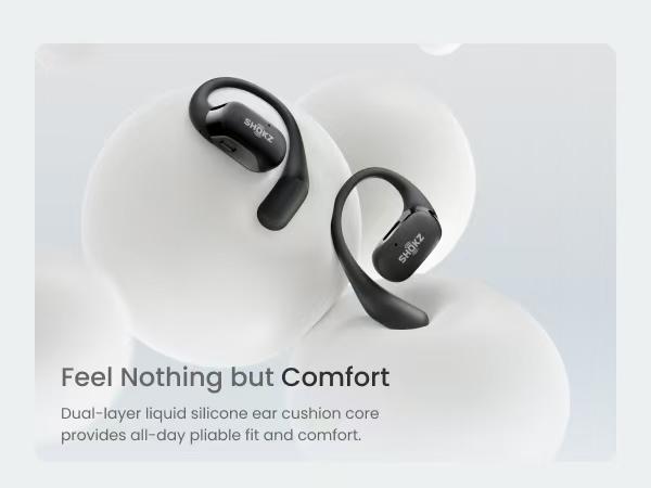 SHOKZ OpenFit - Open-Ear Wireless Bluetooth Headphones with Microphone, Sweat Resistant, Fast Charging,28HRS Playtime,Compatible with iPhone & Android