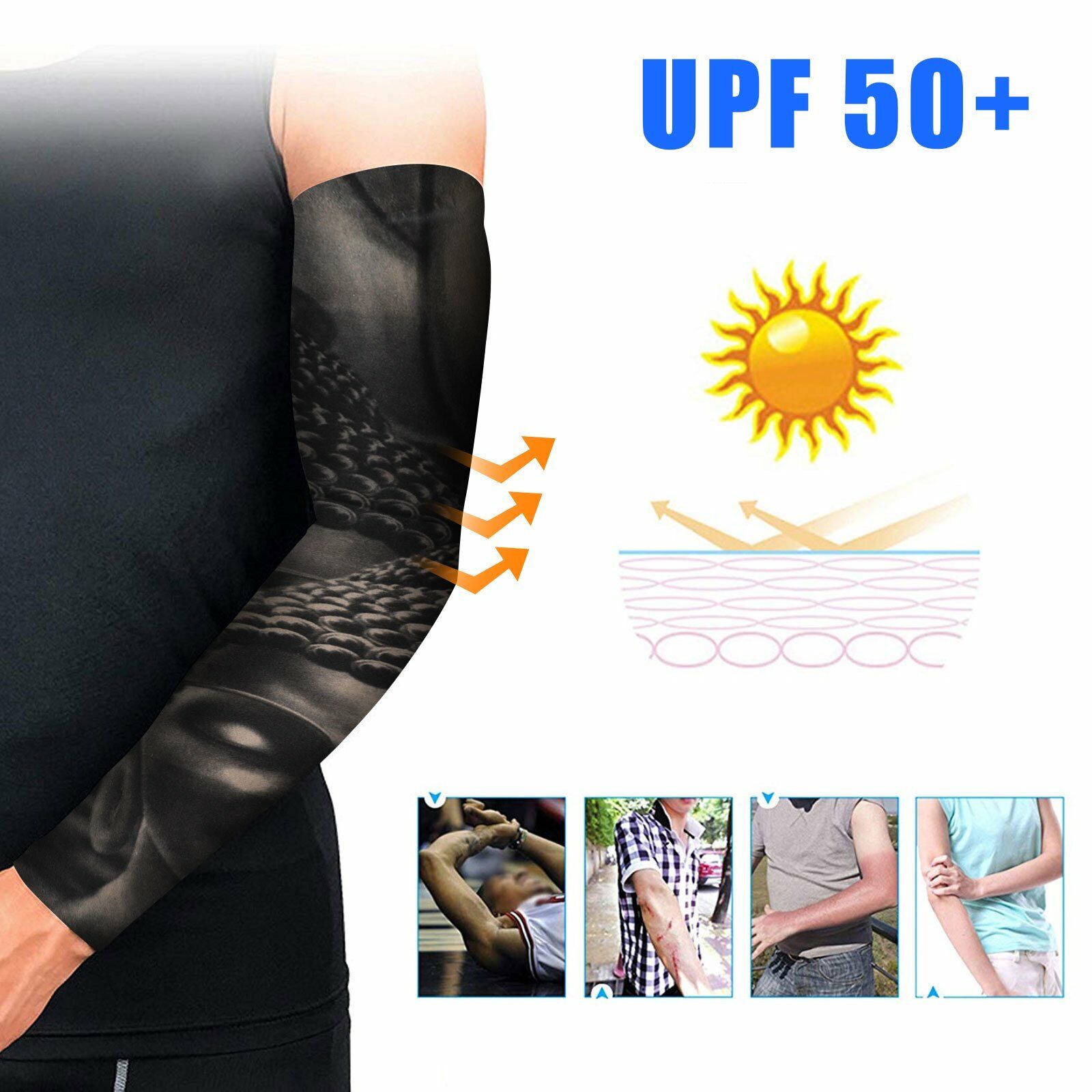 6PCS Cooling Tattoo Art Arm Sleeves Cover UV Sun Protection Sport Outdoor activities Set