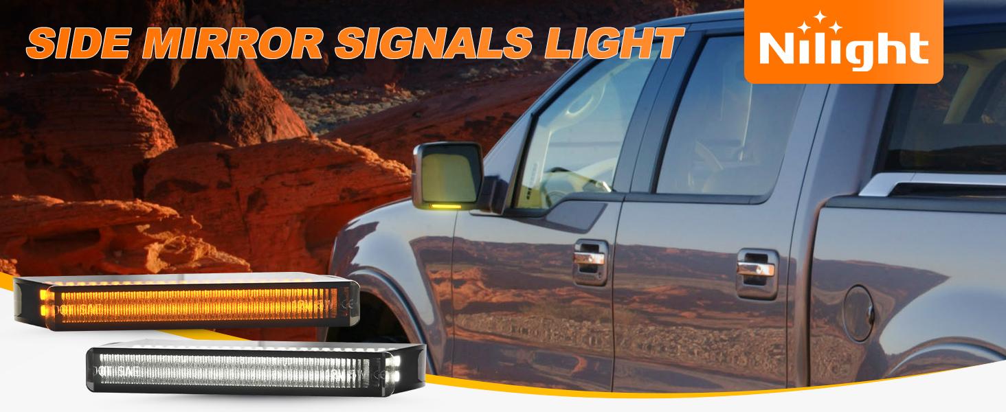 Nilight Side Mirror Marker Light Switchback White Parking Amber Turn Signals Lights Smoked Lens Plug and Play Compatible With Ford F150 Raptor Expedition 2006-2008 Lincoln Mark LT