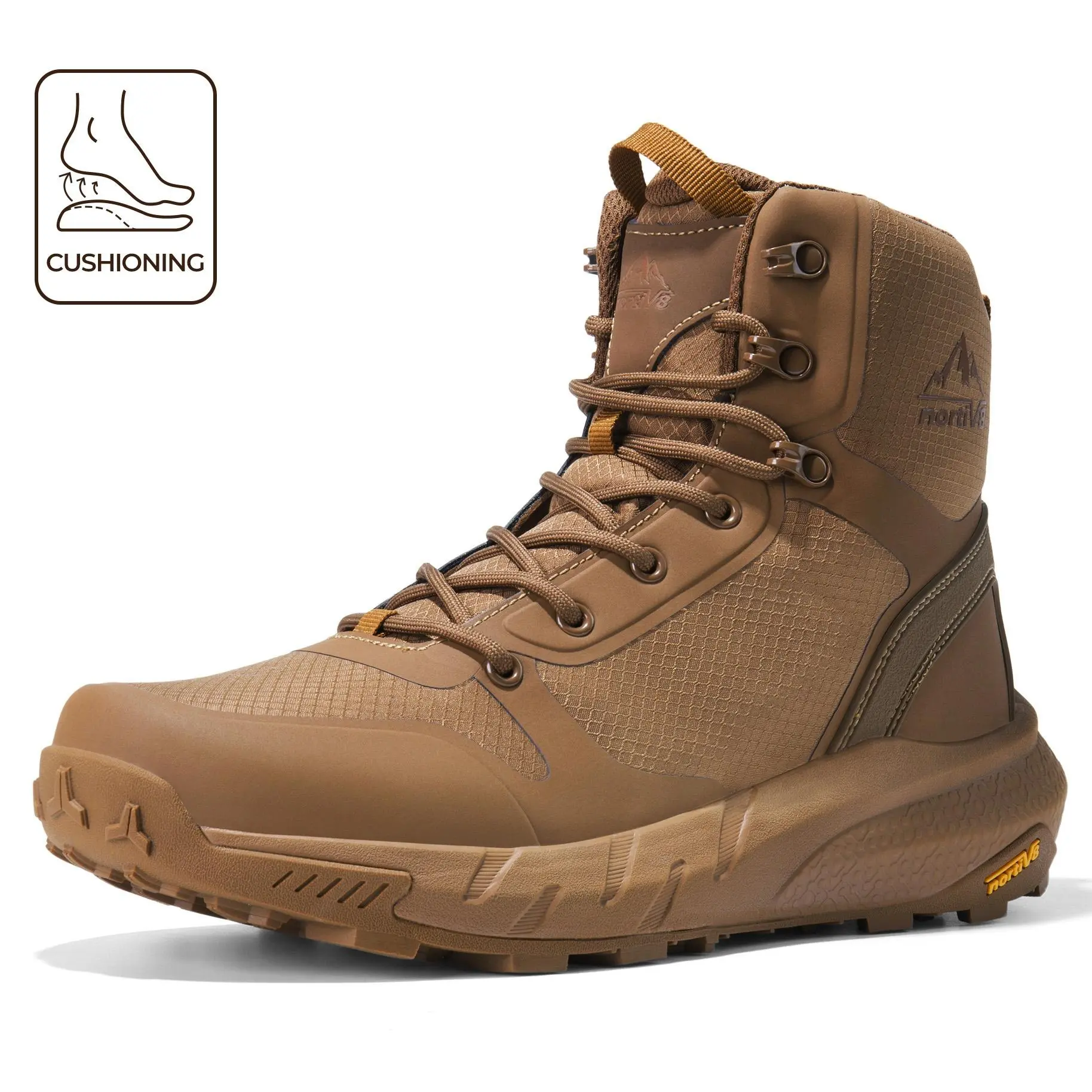 【Back To School】NORTIV 8 Metrostrike Men's 8-in Plain Nylon Cloth Round Toe Tactical Shoes, Lightweight All-Day Comfort, Side Zipper Work Safety Footwear for Workers, Motorcycle Hiking - Walking Shoes, Father's Day Gift, Gifts for Him, Fathersdaygift