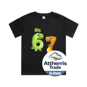 67 Six Seven Dinosaur T-Rex Kids 67 Boys Cotton T-shirt, Graphic Print Round Neck Short Sleeve Casual Tee for Boys Girls