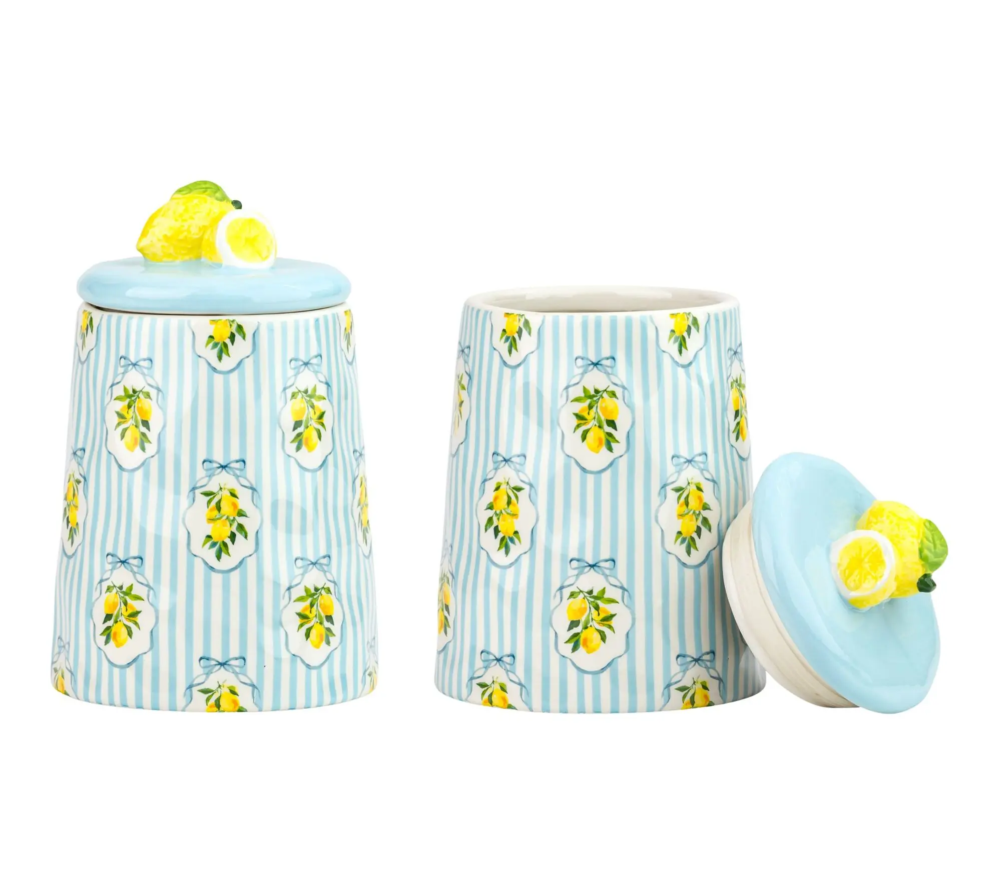 10 Strawberry Street Set of 2 Amalfi Lemon Stripe Canisters