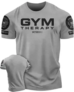 055. Gym Therapy Funny Motivational Workout Gym T-Shirt for Men Fitness Top