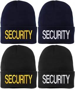 SECURITY Beanie FLEECE Lined Hat Warm LARGE EMBROIDERY Winter Watch Cap Winter Security Uniform Hat