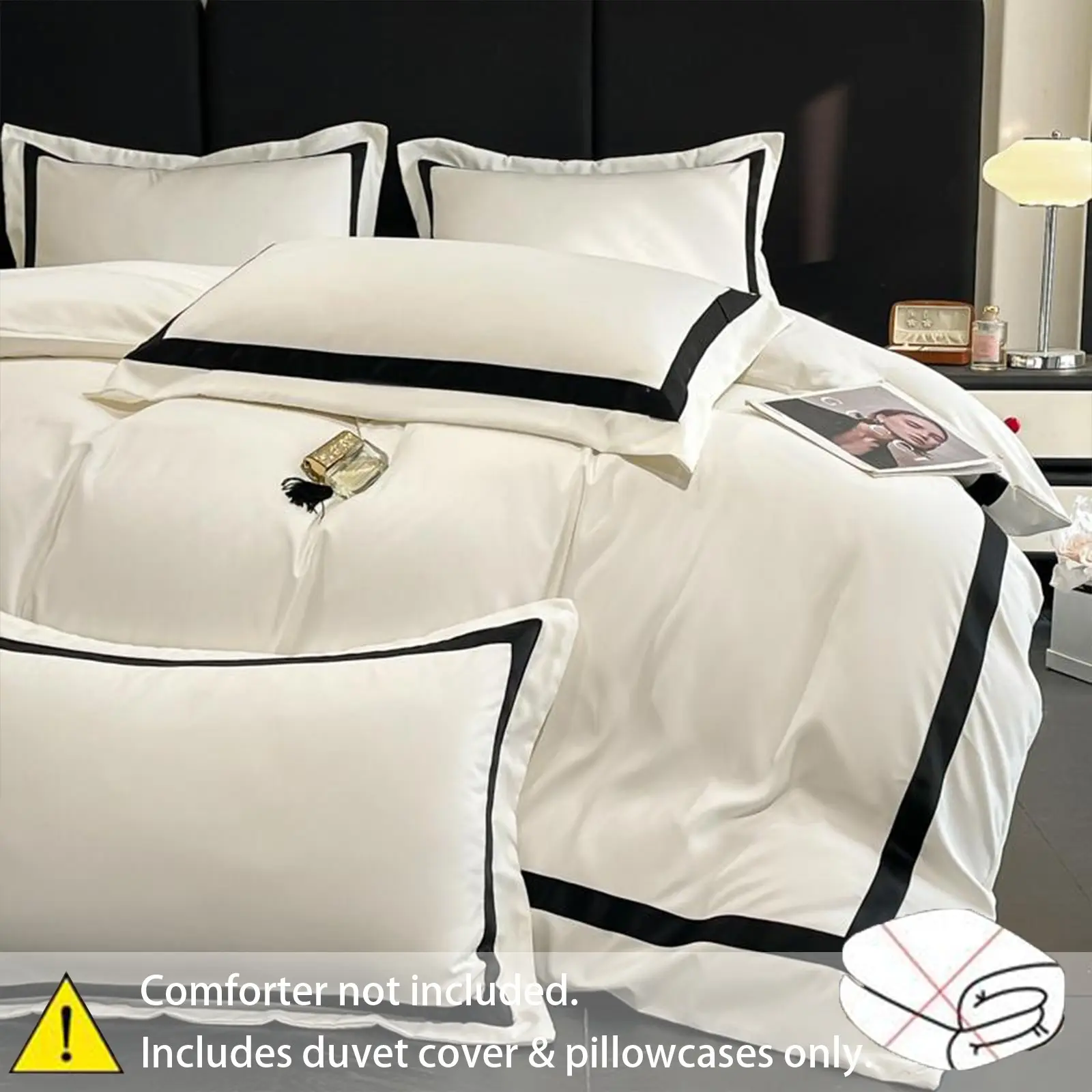 3Pcs hotel black, white patchwork bedding set includes 1 duvet cover and 2 pillowcases, no duvet inserts or pillow inserts, soft material, all-season available and machine washable, Hotel Quality Bedding, Hotel Style Bedding