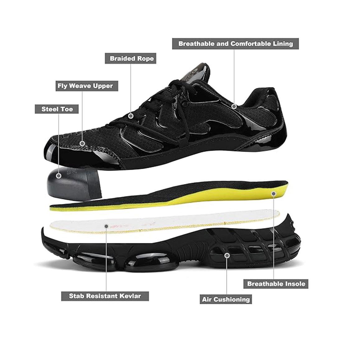 RUMFEN Steel Toe Safety Sneakers for Men & Women Indestructible Lightweight Breathable Work Boots with Composite Toe Closed-Top Footwear