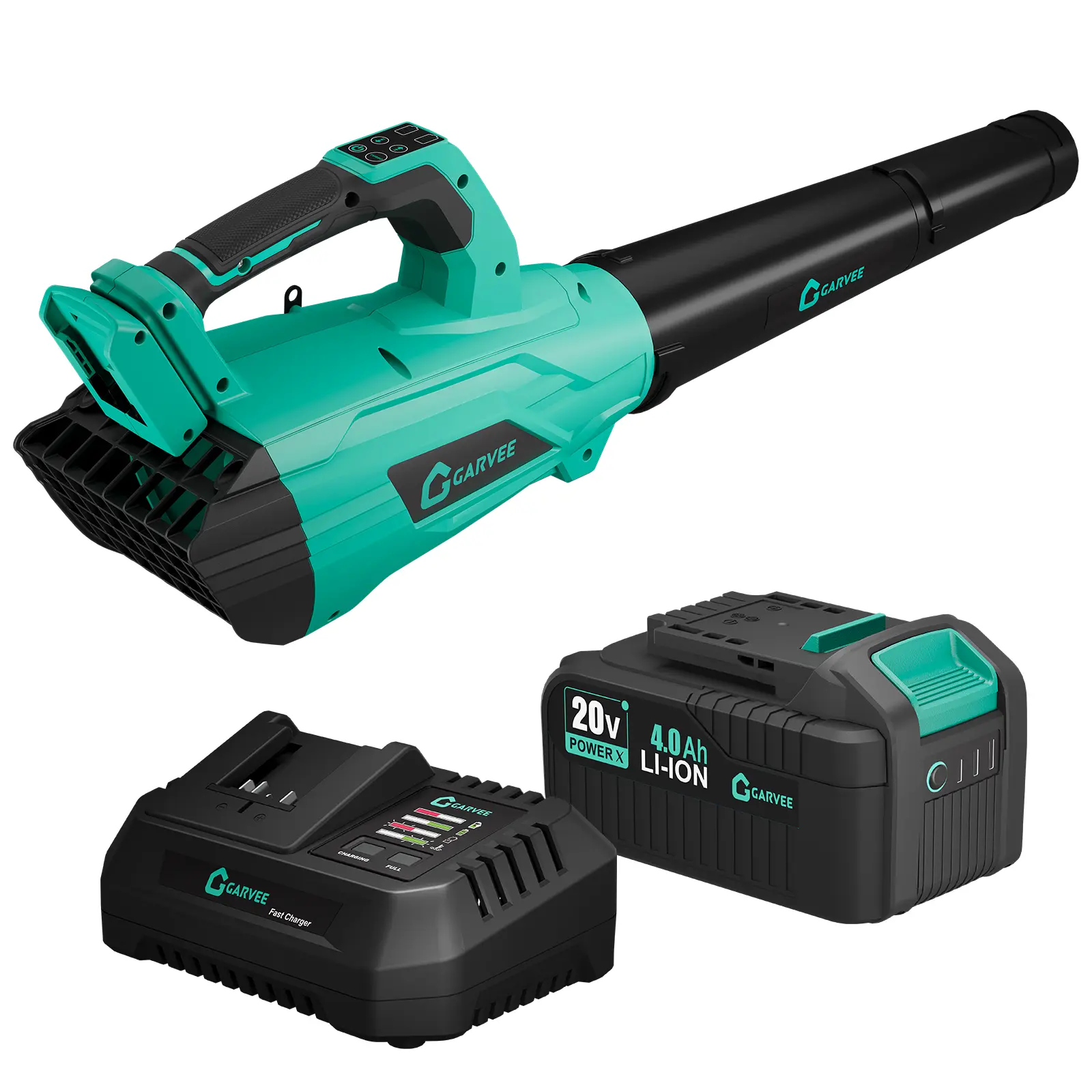 High-Speed Wireless Leaf/Snow Blower 700CFM 250MPH Brushless Motor 20V Lithium-Ion 2x2.0Ah 4.0Ah Batteries Fast Charger Lightweight Quiet for Lawn Yard Patio Garage