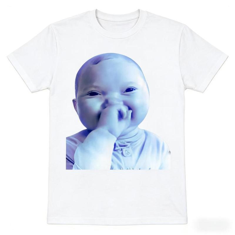 Funny AI Baby Holding Laugh Meme Viral Trend T-Shirt