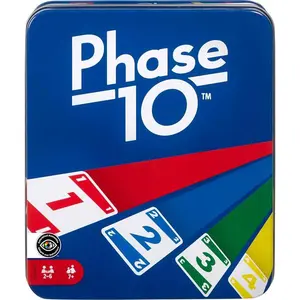 Phase 10 Card Game – Color-Blind Accessible Deck in Storage & Travel Tin, Family Card Game for Kids, Adults & Families