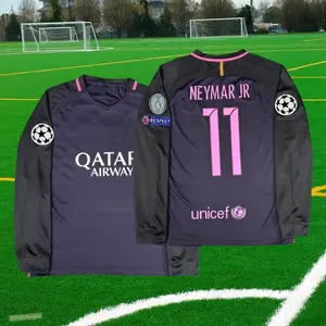 1617 Away Short Sleeve Blue Pink Neymar Jr. No. 11 Long Sleeve Sleeve Top Soccer Jerseys La Liga Champions League Fan Edition