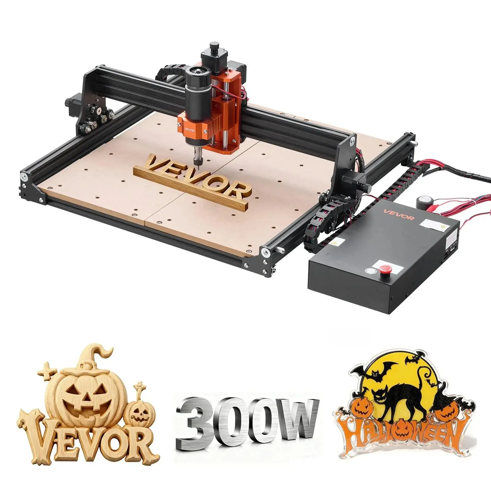 【Backtoschool】VEVOR 3-Axis CNC Router Machine, 300W Spindle, Stepper Motor, 15.75x15.75x2.36in Working Area, 2.4-Inch Touchscreen Offline Controller, Pre-Wired Kit, Aluminum Alloy Structure, for Wood Acrylic Cutting & Multiple Materials Carving, Engraving