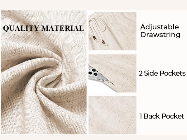 COOFANDY Men's Linen Shorts Casual Summer Beach Shorts Elastic Waist Drawstring Vacation Shorts with Pockets