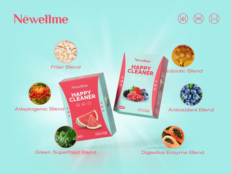 NEWELLME Happy Cleanse - Superfood Powder/Probiotics/Digestive Enzymes/Moringa - Supports gut health - Boosts immunity, Healthcare Dietary